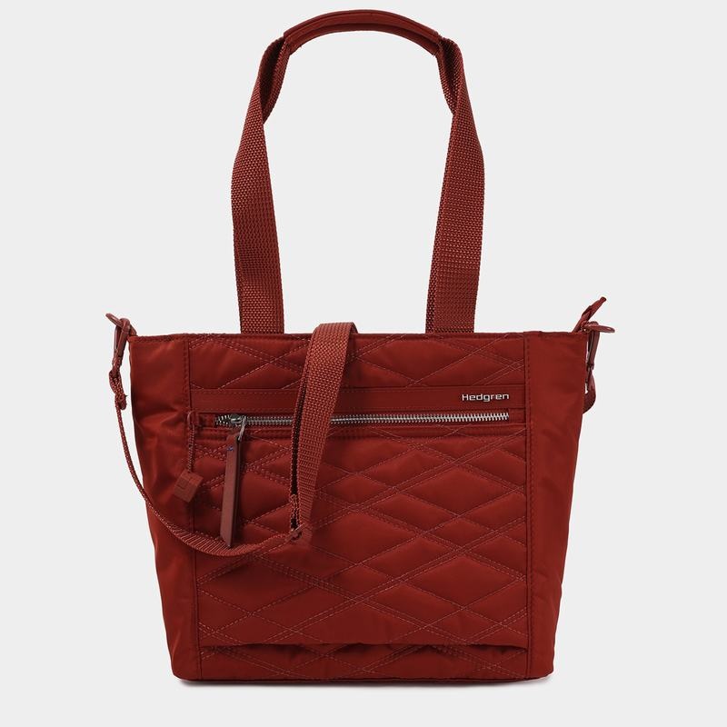 Hedgren Zoe Medium Rfid Donna Borse Tote Rosse Marroni | SYJ8877BQ